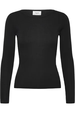 Saint Tropez Garimasz Wool Ls Blouse Tops T-shirts & Tops Long-sleeved Black
