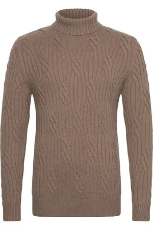 Matinique Maroll Pattern Tops Knitwear Turtlenecks Brown