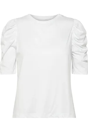 Once Empire Ss Blouse Tops Blouses Short-sleeved White