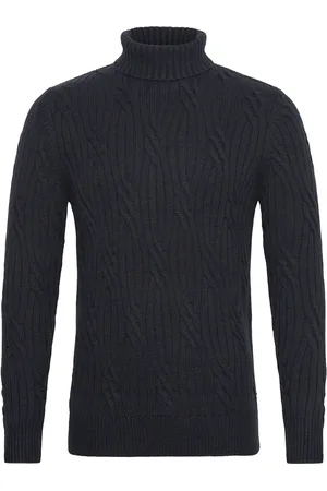 Matinique Maroll Pattern Tops Knitwear Turtlenecks Navy
