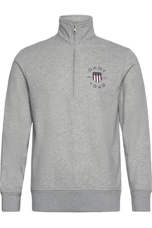 GANT Print Half Zip Tops Knitwear Half Zip Jumpers Grey