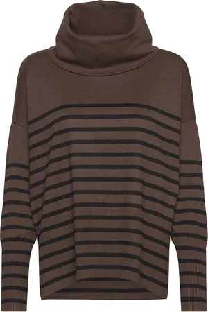 Saint Tropez Grilasz Cowlneck Pullover Tops Knitwear Turtleneck Brown