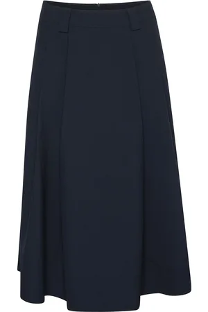 My Essential Wardrobe Meganmw Skirt Knælang Nederdel Navy