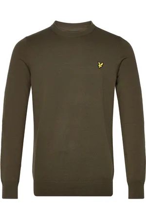 Lyle & Scott Cotton Merino Crew Neck Jumper Tops Knitwear Round Necks Khaki Green