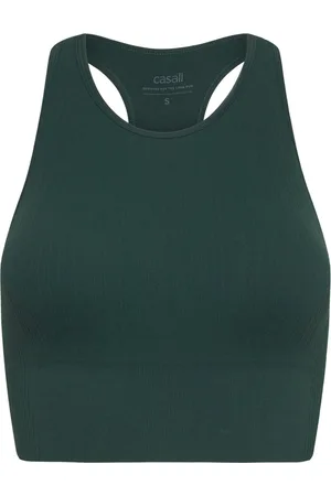 Casall Multi Rib Seamless Padded Sports Top Sport Women Sport Clothing Sports Tops & T-shirts Sport Crop Tops Sport Sleeveless Crop Tops Green