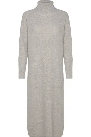 Tommy Hilfiger Wool Cash Roll-Nk Long Dress Knælang Kjole Grey