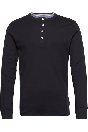 Lindbergh Solid Gradad W Contrast Fabric L/S Tops T-Langærmet Skjorte Black