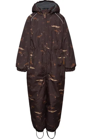 Mikk-Line Polyester Junior Suit - Aop Forrest Outerwear Coveralls Snow-ski Coveralls & Sets Brown