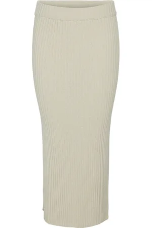 Y.A.S Mavi Hw Ankle Knit Skirt - D2D Skirts Knee-length & Midi Skirts Cream
