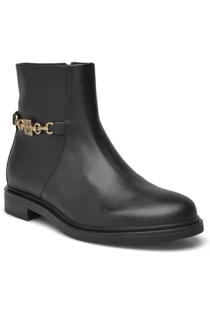 Tommy Hilfiger Th Chain Leather Low Bootie Shoes Boots Ankle Boots Ankle Boots Flat Heel Black