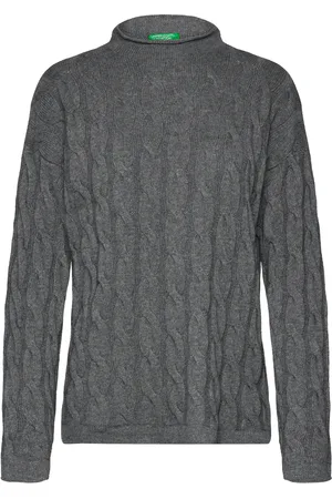 Benetton Turtle Neck Sw. L/S Tops Knitwear Jumpers Grey