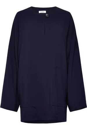 Rodebjer Beale Drape Tops Shirts Long-sleeved Navy