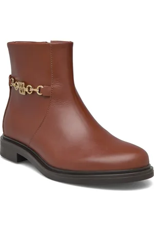 Tommy Hilfiger Th Chain Leather Low Bootie Shoes Boots Ankle Boots Ankle Boots Flat Heel Brown