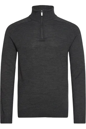 Bruun & Stengade Bs Pelle Regular Fit Knitwear Tops Knitwear Half Zip Jumpers Grey