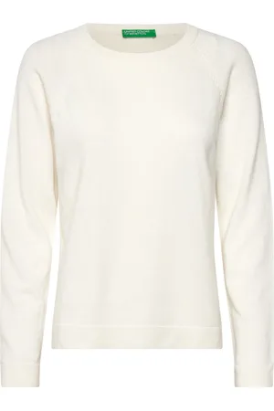 Benetton Sweater L/S Tops Knitwear Jumpers Cream
