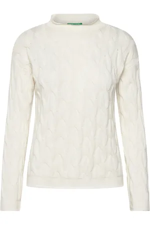 Benetton Turtle Neck Sw. L/S Tops Knitwear Jumpers Cream