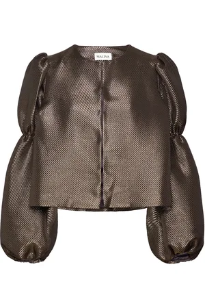 By Malina Zoey Double Pouf Sleeve Blouse Designers Blouses Long-sleeved Gold