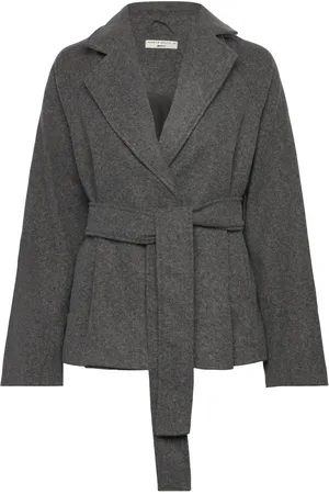 Gina Tricot Belted Short Coat Uldjakke Jakke Grey