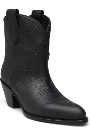 Ralph Lauren Leather Western Boot Shoes Boots Ankle Boots Ankle Boots With Heel Black