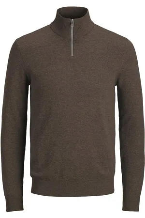 JACK & JONES Jjeemil Knit Half Zip Noos Tops Knitwear Half Zip Jumpers Brown Jack & J S