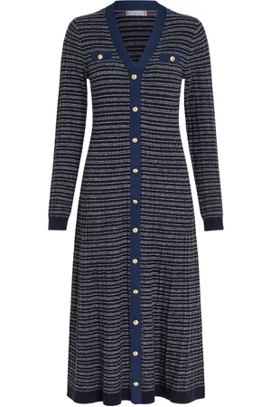 Tommy Hilfiger Textured V-Neck Swt Maxi Dress Knælang Kjole Navy