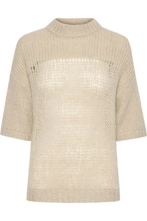 My Essential Wardrobe Lingomw Knit Blouse Ss Tops Knitwear Jumpers Beige