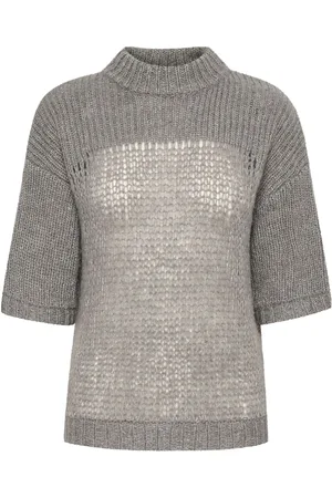 My Essential Wardrobe Lingomw Knit Blouse Ss Tops Knitwear Jumpers Grey