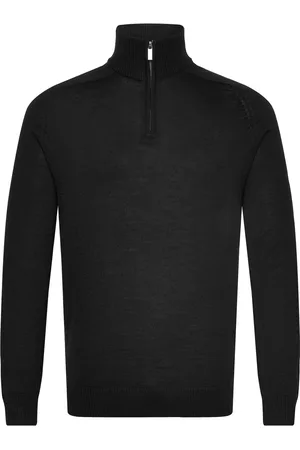 Bruun & Stengade Bs Pelle Regular Fit Knitwear Tops Knitwear Half Zip Jumpers Black