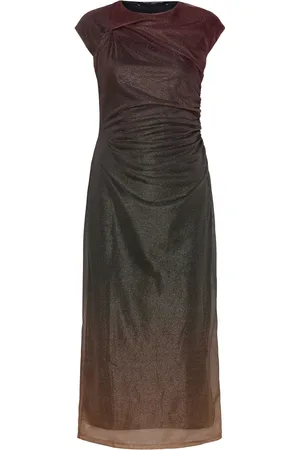 French Connection Sela Lurex Midi Dress Knælang Kjole Brown