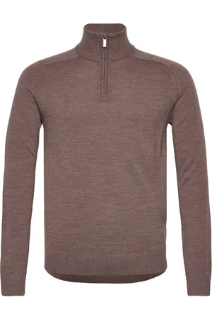 Bruun & Stengade Bs Pelle Regular Fit Knitwear Tops Knitwear Half Zip Jumpers Brown