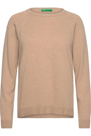 Benetton Sweater L/S Tops Knitwear Jumpers Beige