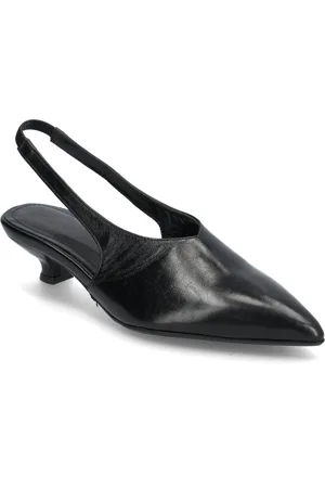 ALOHAS Eros Burgundy Leather Pumps Shoes Sling Backs Heeled Slingbacks Black