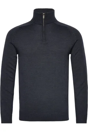 Bruun & Stengade Bs Pelle Regular Fit Knitwear Tops Knitwear Half Zip Jumpers Navy