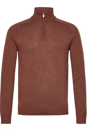 Bruun & Stengade Bs Pelle Regular Fit Knitwear Tops Knitwear Half Zip Jumpers Brown