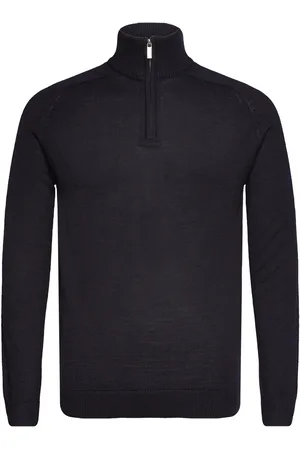 Bruun & Stengade Bs Pelle Regular Fit Knitwear Tops Knitwear Half Zip Jumpers Navy
