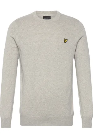 Lyle & Scott Cotton Merino Crew Neck Jumper Tops Knitwear Round Necks Grey