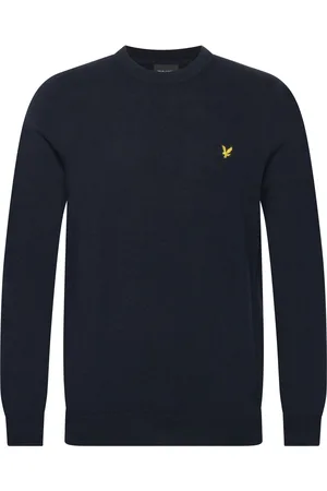 Lyle & Scott Cotton Merino Crew Neck Jumper Tops Knitwear Round Necks Navy