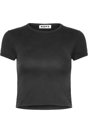 Hope Vile T-Shirt Tops Crop Tops Short-sleeved Crop Tops Black