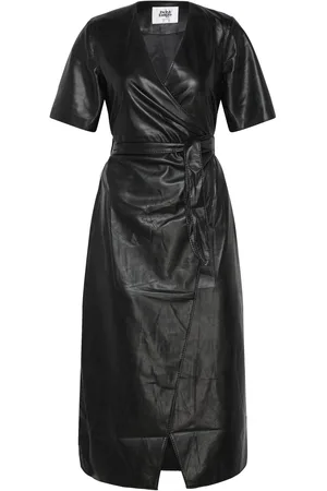 Twist & tango Ella Faux Leather Dress Knælang Kjole Black