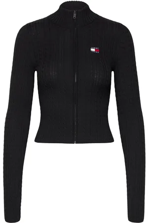 Tommy Hilfiger Tjw Zip-Thru Cable Cardigan Tops Knitwear Cardigans Black