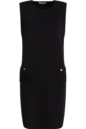 Ivo Nikkolo Viscose-Blend Knitted Dress, Doxina Knælang Kjole Black
