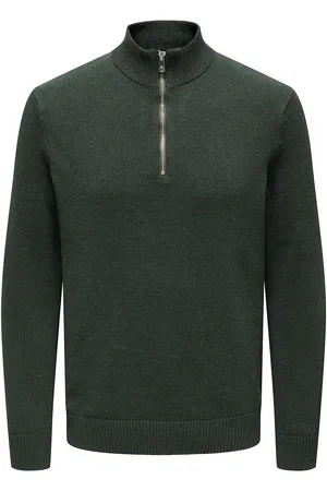 Only & Sons Onsfabian Life Reg 7 Half Zip Knit Tops Knitwear Half Zip Jumpers Green