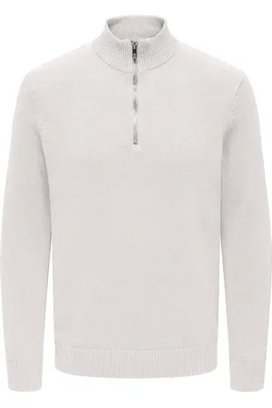 Only & Sons Onsfabian Life Reg 7 Half Zip Knit Tops Knitwear Half Zip Jumpers White
