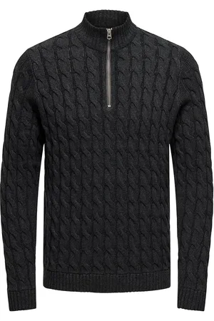 Only & Sons Onskicker Life Reg 3 Cable Half Zip Knit Tops Knitwear Half Zip Jumpers Navy
