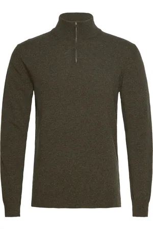 Mads Norgaard Eco Wool Halfdan Knit Tops Knitwear Half Zip Jumpers Khaki Green
