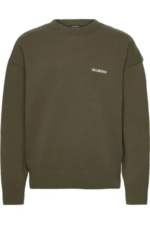 HAN Kjøbenhavn Logo Relaxed Knit Sweater Tops Knitwear Round Necks Green