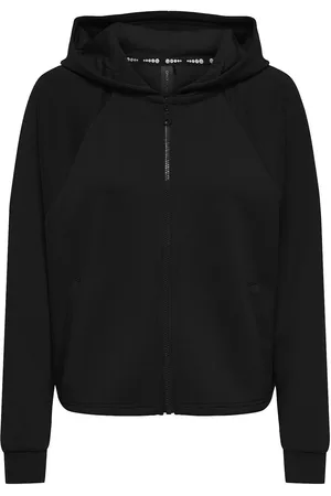 ONLY Onplounge Life Hood Fz Bat Ls Short Swt Sport Women Sport Clothing Sport Sweatshirts & Hoodies Sport Hoodies Black