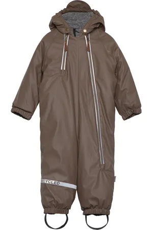 Mikk-Line Pu Snow Suit 2 Zip Recycled Outerwear Coveralls Rainwear Coveralls Brown