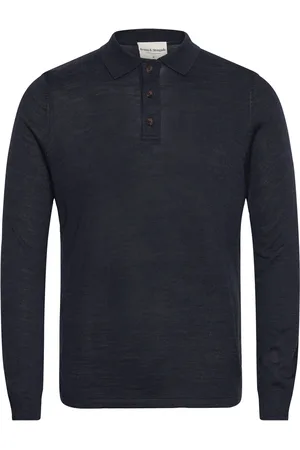 Bruun & Stengade Bs Atlas Regular Fit Knitwear Tops Knitwear Long Sleeve Knitted Polos Navy