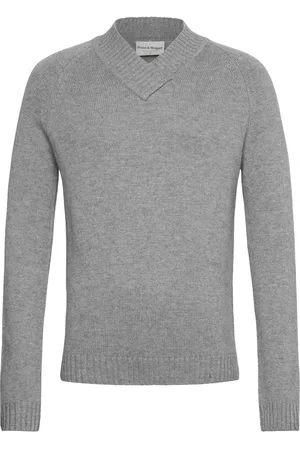 Bruun & Stengade Bs Douglas Regular Fit Knitwear Tops Knitwear V-necks Grey
